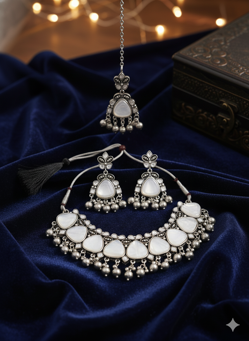 Moon Drop Oxidized Jewelry Set