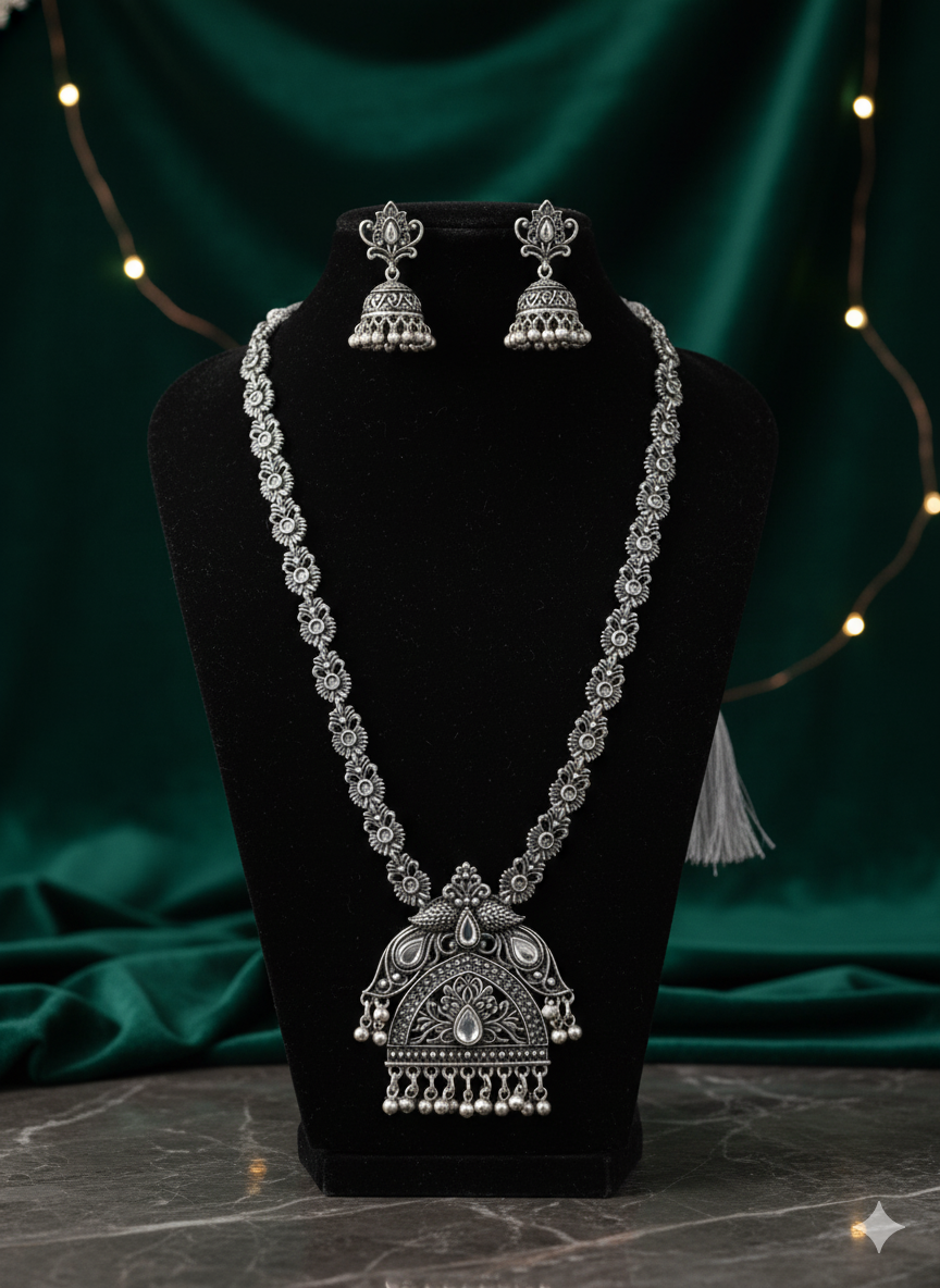 Virasat Oxidized Temple Necklace Set